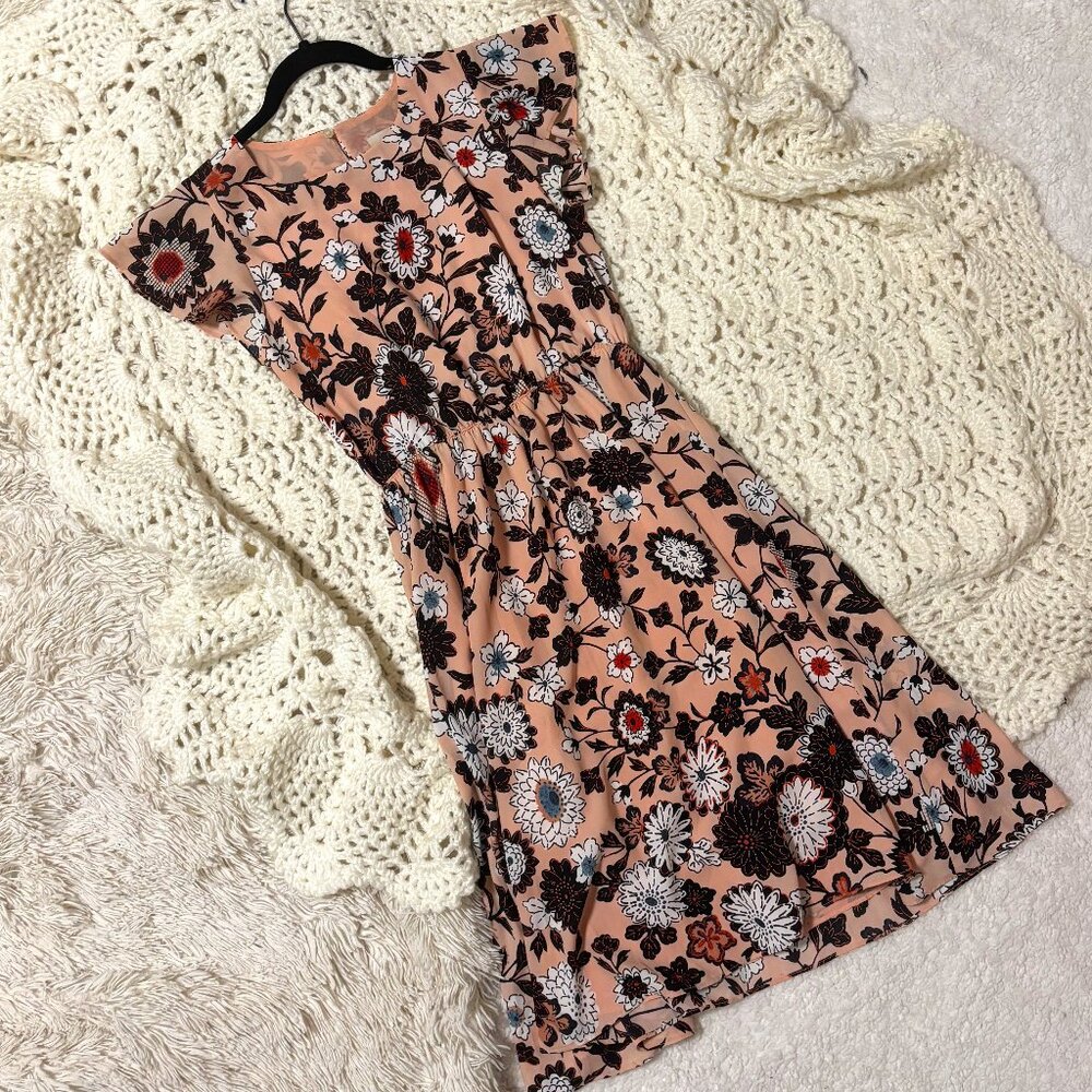 LOFT Floral Flowy Midi Dress – Size XS, Lined, Excellent Condition